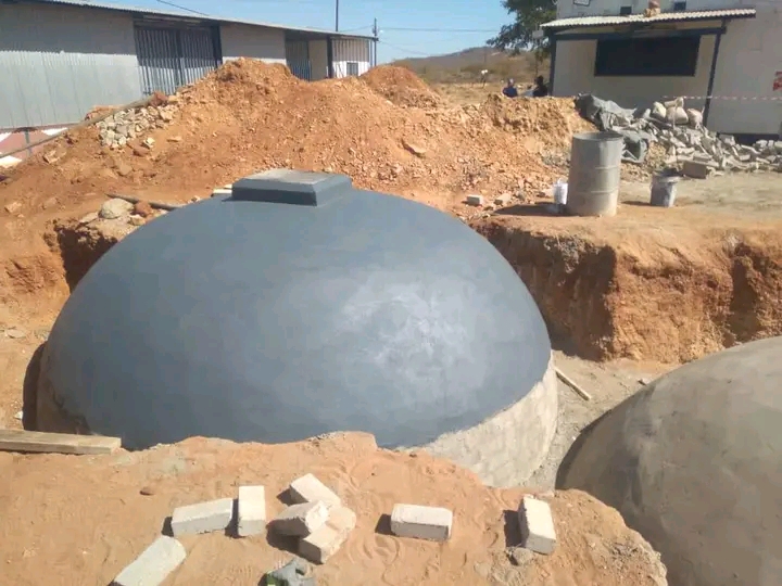 Completed biodigester dome installed on site